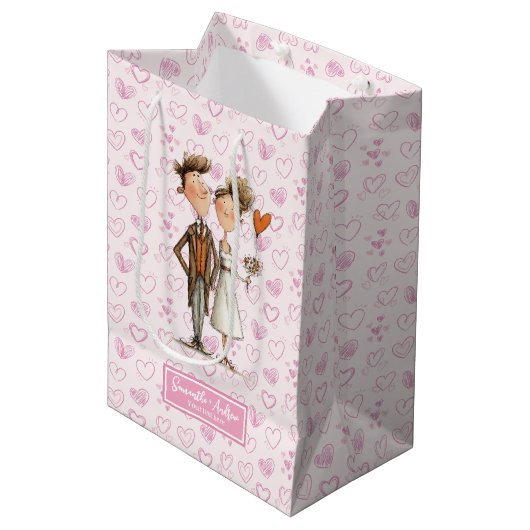 おもしろい結婚予測できな対抱き枕名前をカスタムする ミディアムペーパーバッグ (正面アングル)