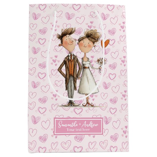 おもしろい結婚予測できな対抱き枕名前をカスタムする ミディアムペーパーバッグ (正面)