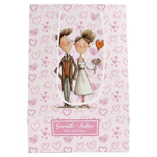 おもしろい結婚予測できな対抱き枕名前をカスタムする ミディアムペーパーバッグ (裏面)