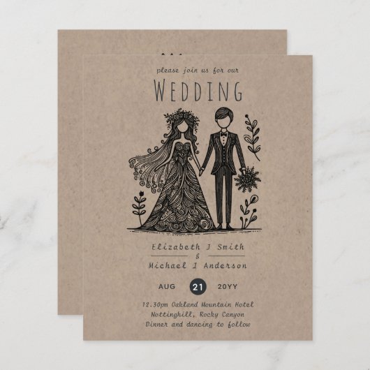 おもしろい結婚漫画新郎手描き (正面/裏面)