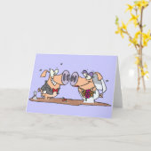 おもしろい結婚間抜け可愛い豚の新婦 カード (黄色い花)