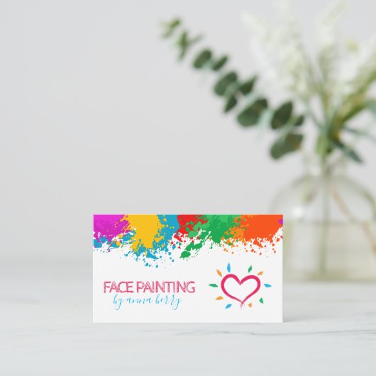 おもしろい絵を描（ばちゃばちゃ）跳ねる·ハート顔絵画ズ コーリングカード (スタンド正面)