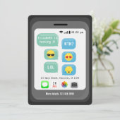 おもしろい絵文字文字メッセージ子供の誕生日パーティー 招待状 (スタンド正面)