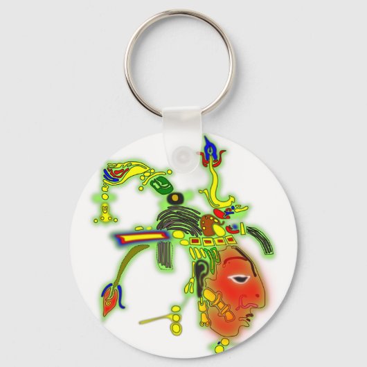 おもしろい絵画のマスク部族顔 キーホルダー (正面)
