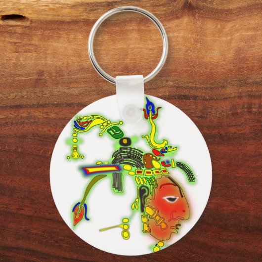 おもしろい絵画のマスク部族顔 キーホルダー (正面)
