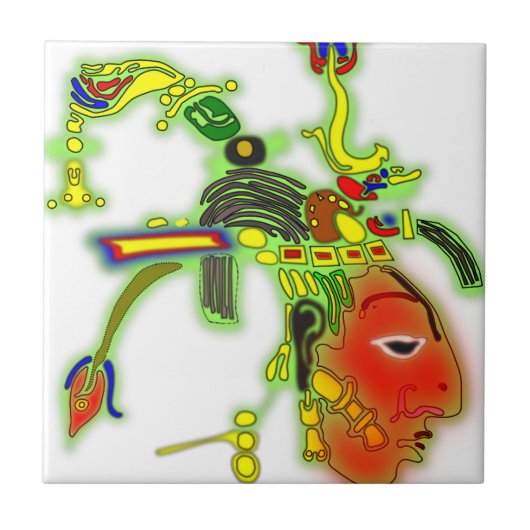 おもしろい絵画のマスク部族顔 タイル (正面)