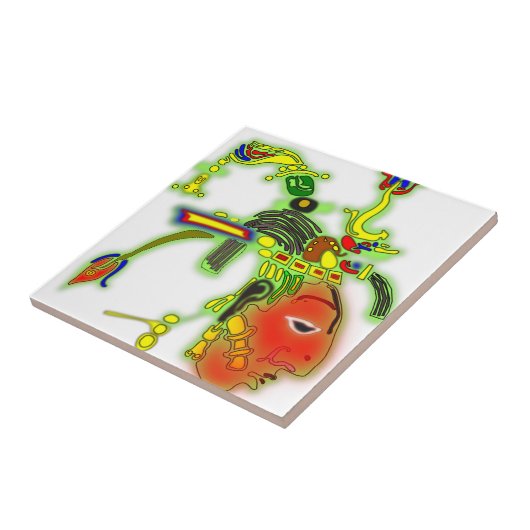 おもしろい絵画のマスク部族顔 タイル (側面)