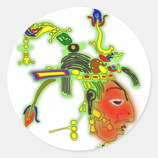 おもしろい絵画のマスク部族顔 ラウンドシール (正面)