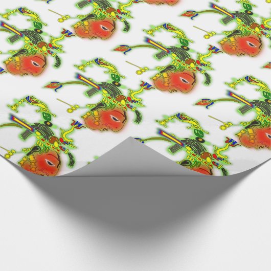おもしろい絵画のマスク部族顔 ラッピングペーパー (角)