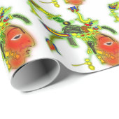 おもしろい絵画のマスク部族顔 ラッピングペーパー (ロールコーナー)