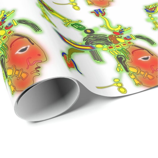 おもしろい絵画のマスク部族顔 ラッピングペーパー (ロールコーナー)