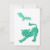 おもしろい緑と白のハロウィン誕生日パーティー。カスタム サンキューカード (裏面)