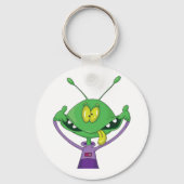おもしろい緑の宇宙人が変顔 キーホルダー (正面)