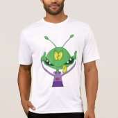 おもしろい緑の宇宙人が変顔 Tシャツ (正面)