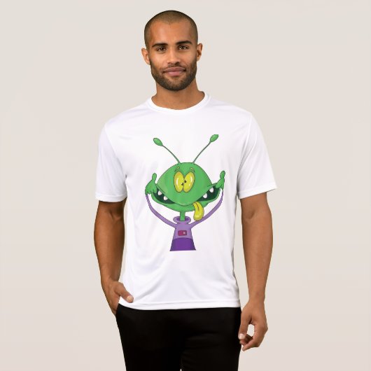 おもしろい緑の宇宙人が変顔 Tシャツ (正面フル)