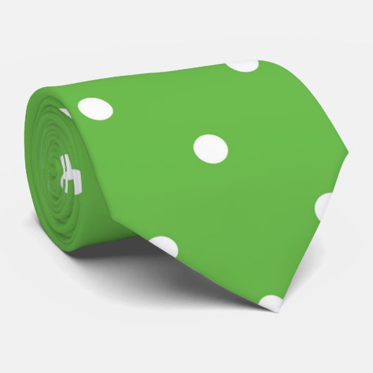 おもしろい緑の白いパターン水玉模様のタイ ネクタイ (ロール)