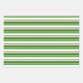 おもしろい緑、白、赤のクリスマスインスパイア ラッピングペーパーシート (正面2)