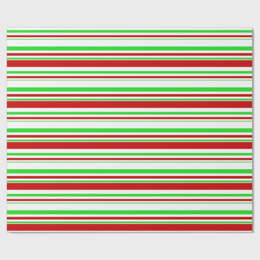 おもしろい緑、白、赤のクリスマスインスパイア ラッピングペーパー (フラット)