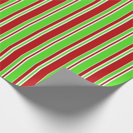 おもしろい緑、白、赤のクリスマススタイルライン ラッピングペーパー (角)