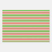 おもしろい緑、白、赤のクリスマスライインスパイアン ラッピングペーパーシート (正面3)