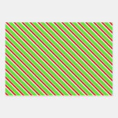 おもしろい緑、白、赤のクリスマスライインスパイアン ラッピングペーパーシート (正面2)