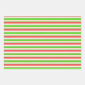 おもしろい緑、白、赤のクリスマスライインスパイアン ラッピングペーパーシート (正面)