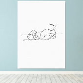 おもしろい線画のソーセージ犬 キャンバスプリント (インサイチュ (ウッドフロア))