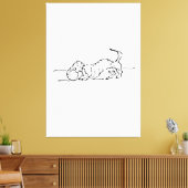 おもしろい線画のソーセージ犬 キャンバスプリント (インサイチュ (リビング))