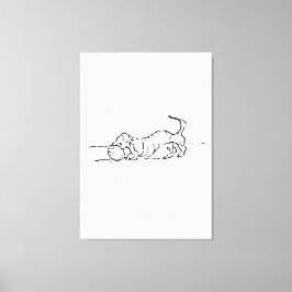 おもしろい線画のソーセージ犬  キャンバスプリント