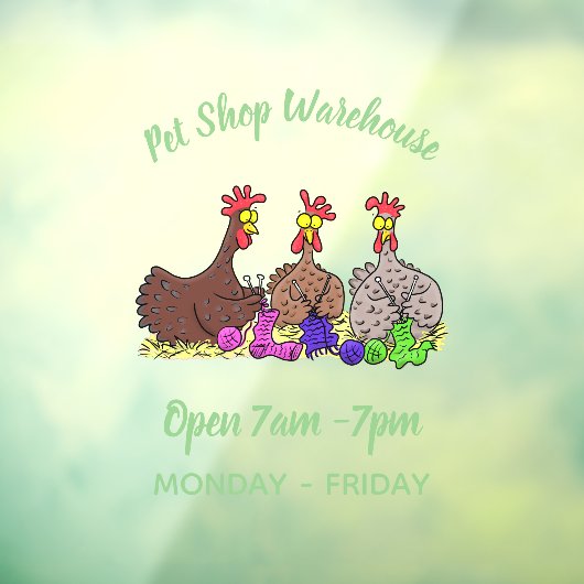 おもしろい編み物チキンイラストレーション ウィンドウサイン (シート3)