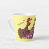 おもしろい編み物チキンイラストレーション カフェラテマグ (左アングル)