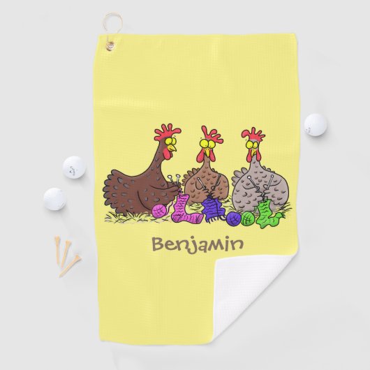おもしろい編み物チキンイラストレーション ゴルフタオル (インサイチュ)