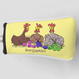 おもしろい編み物チキンイラストレーション ゴルフヘッドカバー