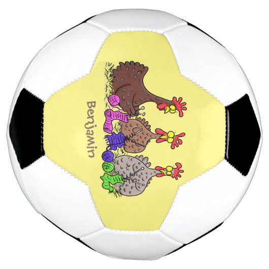 おもしろい編み物チキンイラストレーション サッカーボール (回転)