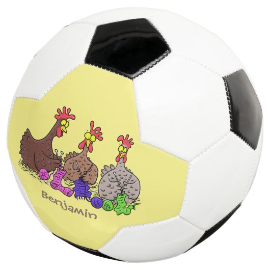 おもしろい編み物チキンイラストレーション サッカーボール (3/4)