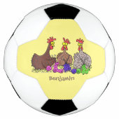 おもしろい編み物チキンイラストレーション サッカーボール (正面)