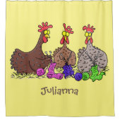 おもしろい編み物チキンイラストレーション シャワーカーテン (正面)