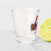 おもしろい編み物チキンイラストレーション ショットグラス (左)