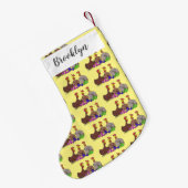 おもしろい編み物チキンイラストレーション スモールクリスマスストッキング (裏面 (吊り時))