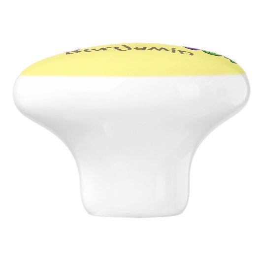 おもしろい編み物チキンイラストレーション セラミックノブ (側面)