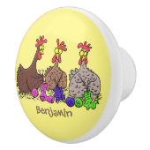 おもしろい編み物チキンイラストレーション セラミックノブ (右)