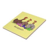 おもしろい編み物チキンイラストレーション タイル (側面)