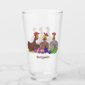 おもしろい編み物チキンイラストレーション タンブラーグラス (裏面)