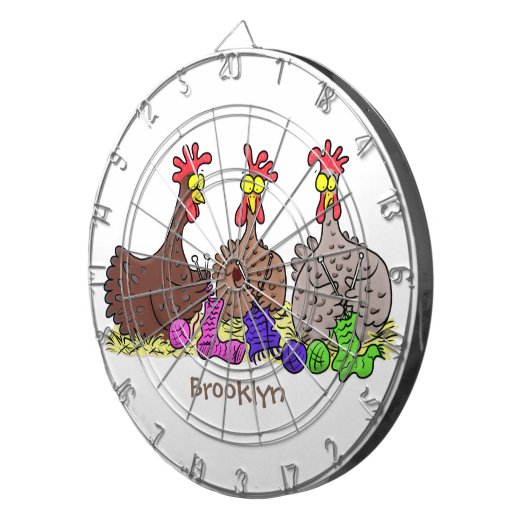 おもしろい編み物チキンイラストレーション ダーツボード (正面右)