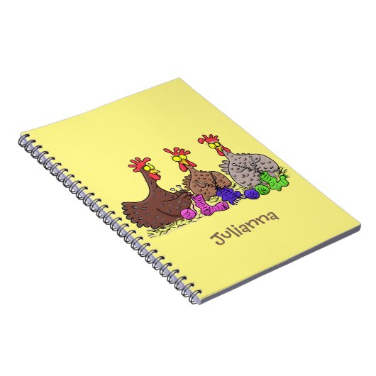 おもしろい編み物チキンイラストレーション ノートブック (右側)