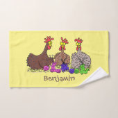 おもしろい編み物チキンイラストレーション バスタオルセット (ハンドタオル)