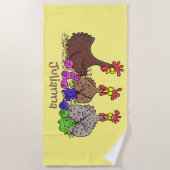 おもしろい編み物チキンイラストレーション ビーチタオル (正面)