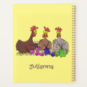 おもしろい編み物チキンイラストレーション プランナー手帳 (裏面)