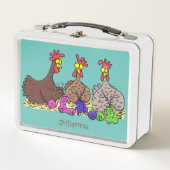 おもしろい編み物チキンイラストレーション メタルランチボックス (正面)