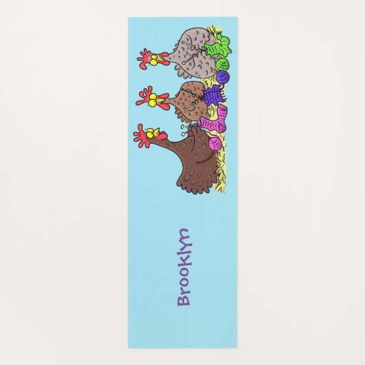 おもしろい編み物チキンイラストレーション ヨガマット (裏面)